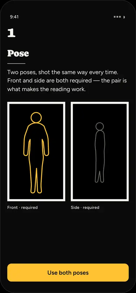 Setup step 1: choose front and side poses